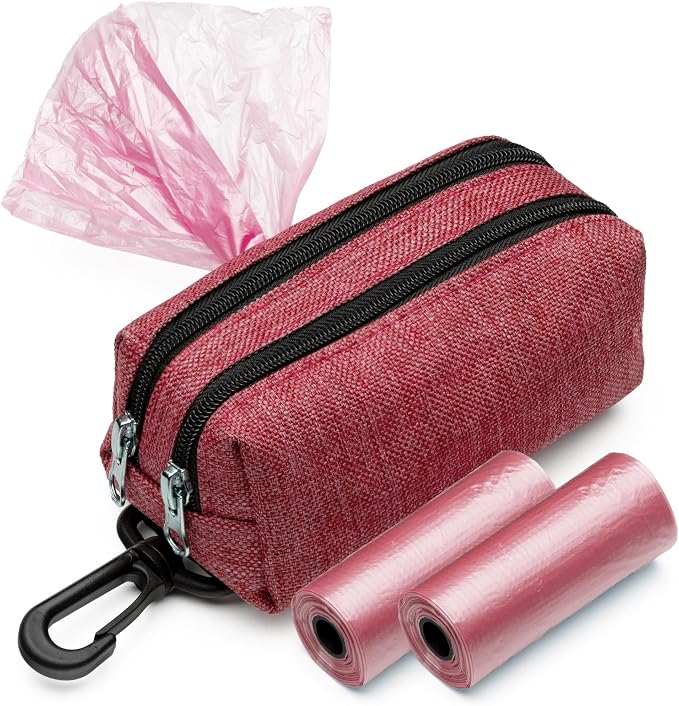 Premium Dog Poop Bag Holder for Leash - Convenient Dog Poop Bag Dispenser with Durable Design - Stylish Accessory for Easy Cleanup - Ideal for Dogs, Puppies, and Outdoor Walks - Pink by 2+Brothers+Wholesale