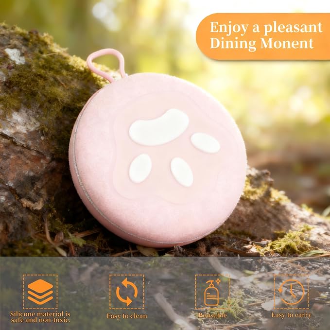 Zegcohjave Collapsible Dog Bowls, 2-in-1 Silicone Portable Dog Food and Water Bowl, Travel Pet Bowls for Dogs & Cats, Ideal for Camping, Hiking and Outdoor Adventures(Pink) - Image 3