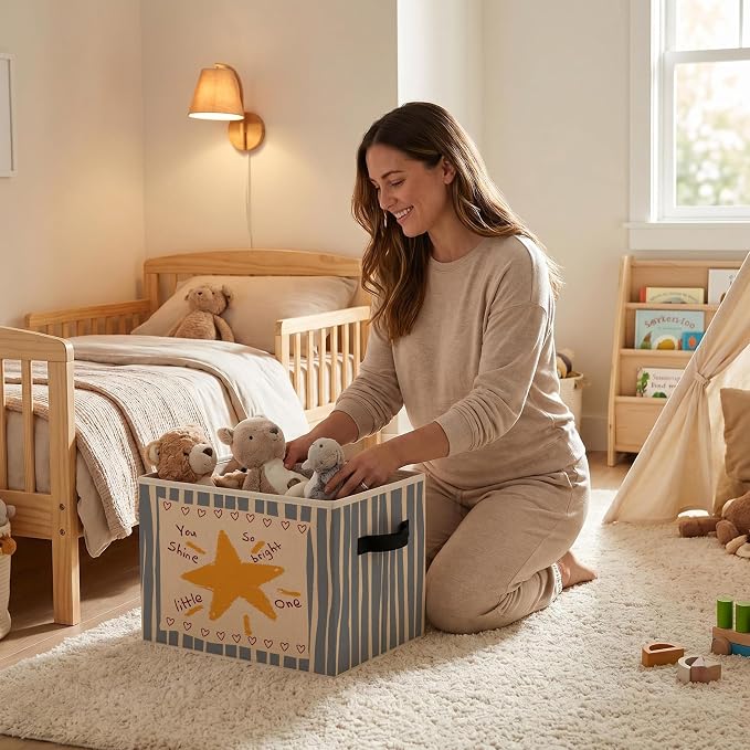 Positive Affirmations Storage Bins Box with Handles, Inspirational Collapsible Storage Basket, Stars Foldable Basket for Organizing Playroom Nursery Toys Books Clothes - Image 5