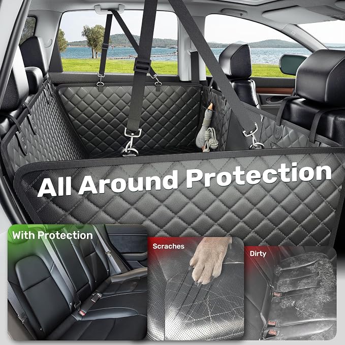 Zanch 2025 Upgraded Dog Car Seat Cover, 450 lbs Heavy Duty Hard Bottom, Waterproof & Anti-Scratch Back Seat Protector, Nonslip Pet Hammock Extender for Mid SUVs, Trucks, Standard-Black - Image 5