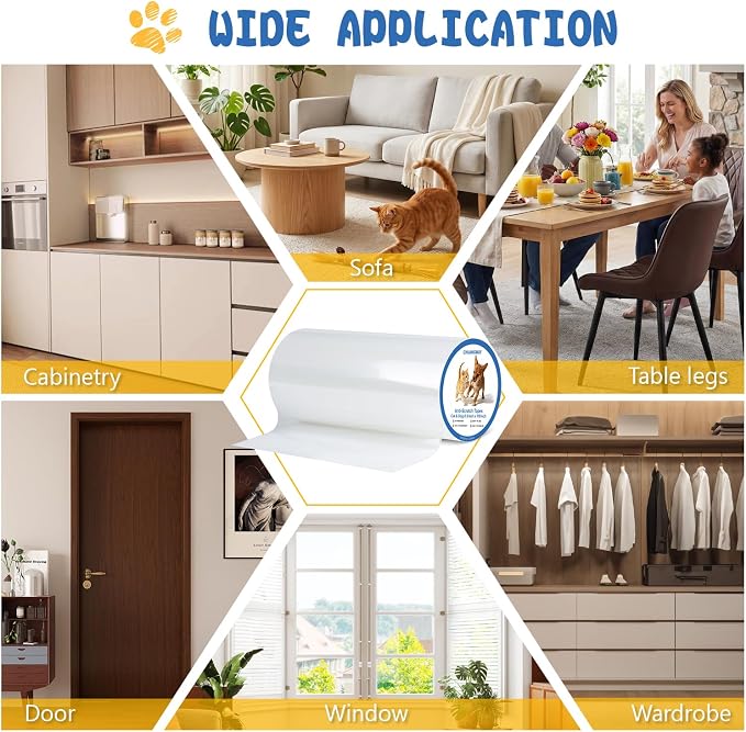 Door Protector Tape from Dog Scratching 8Inch x 118Inch | Dog Scratch Guard for Doors & Furniture –Transparent No-Residue Pet Scratch Protector - Image 5