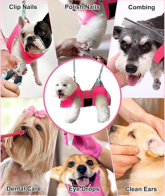 Kkiimatt Dog Grooming Hammock, Small Dog Hammock for Nail Trim, Hanging Harness for Claw Care,Grooming Sling Holder Hanger with Thick Fabric Neck Support Wide Strap Restraint - Image 3
