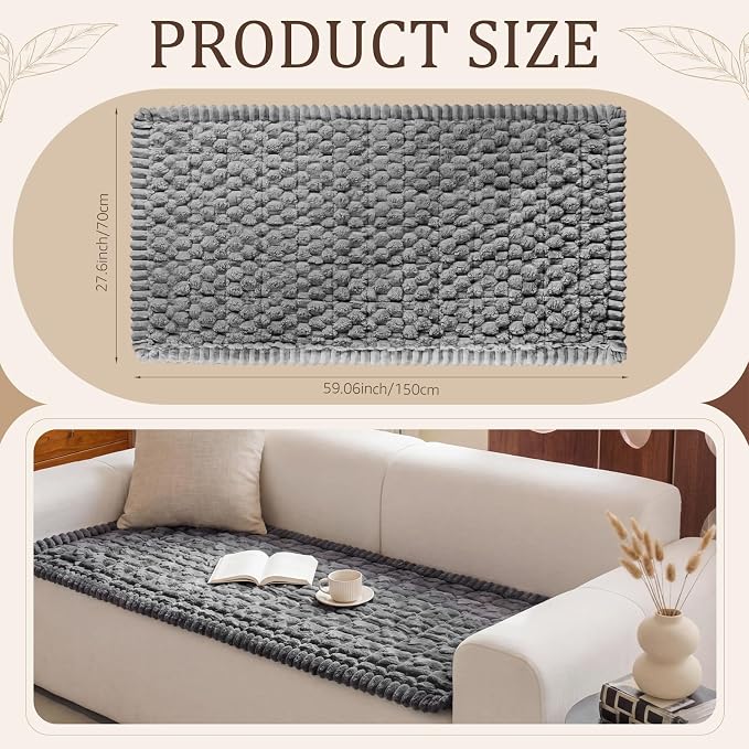 Frienda Pet Couch Cover for Sofa, 27.6 x 59 Inch Non-Slip Plush Sofa Slipcover, Washable Pet-Friendly Dog Couch Cushion Protector, Thick Furniture Cover for Indoor Use, Dark Grey - Image 2
