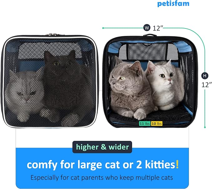Soft Pet Carrier for Large and Medium Cats, 2 Kitties, Small Dogs. Easy to Get Cat in, Great for Cats that Don't Like Carriers (Blue) - Image 9