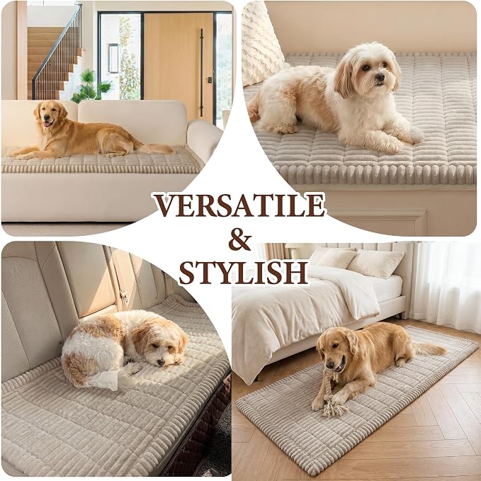 MEETSKY Couch Covers for Sofa, Non Slip Couch Cover for Dogs Washable | Sofa Covers for Cats, Soft Sofa Slipcovers for Love Seat, Plush Furniture Protector Against Fur, Dirt, Oatmeal, 27.6" x 59" - Image 6