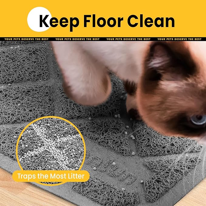Conlun Cat Litter Mat Litter Trapping Mat, 40" x 28" Premium Durable PVC Grid Mesh with Scatter Control, Non-Slip, Less Waste Cat Litter Box Mat, Soft on Kitty’s Paws, Urine Waterproof - Image 3