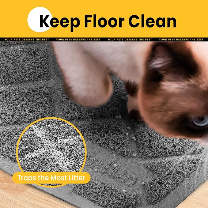 Conlun Cat Litter Mat Litter Trapping Mat, 24" x 17" Premium Durable PVC Grid Mesh with Scatter Control, Non-slip, Less Waste Cat Litter Box Mat, Grey 2 Pack - Image 3