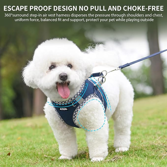 Small Dog Harness and Leash Set Strong Magic Tape, Navy-Blue, XS | No Pull Step-in Vest for Puppy, Breathable Mesh, Reflective & Escape-Proof Design, Outdoor Use for Chihuahua, Maltese - Image 6