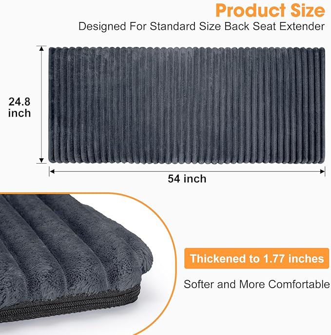 FURTIME Backseat Pet Bed Mat, Non-Slip Washable Dog Bed for Car Back Seat | Travel Pet Mat with Removable Cover, Dog Seat Covers Protector Fit for Backseat Extenders and Trucks SUVs, 54"x 24.8", Grey - Image 4