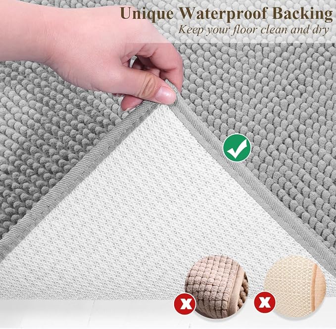 VIVAGLORY Cat Litter Mat Softgrip Litter Trapping Mat, 35"× 25", Grey | Litterbox Rug Box Catcher for Indoor & Floor, Easy Clean Washable Less-Mess Waterproof for Cat - Image 4