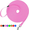 Hi Kiss Dog/Puppy Obedience Recall Training Agility Lead - 15ft 20ft 30ft 50ft 100ft Training Leash - Great for Training, Play, Camping, or Backyard - Pink 30ft by HiKiss
