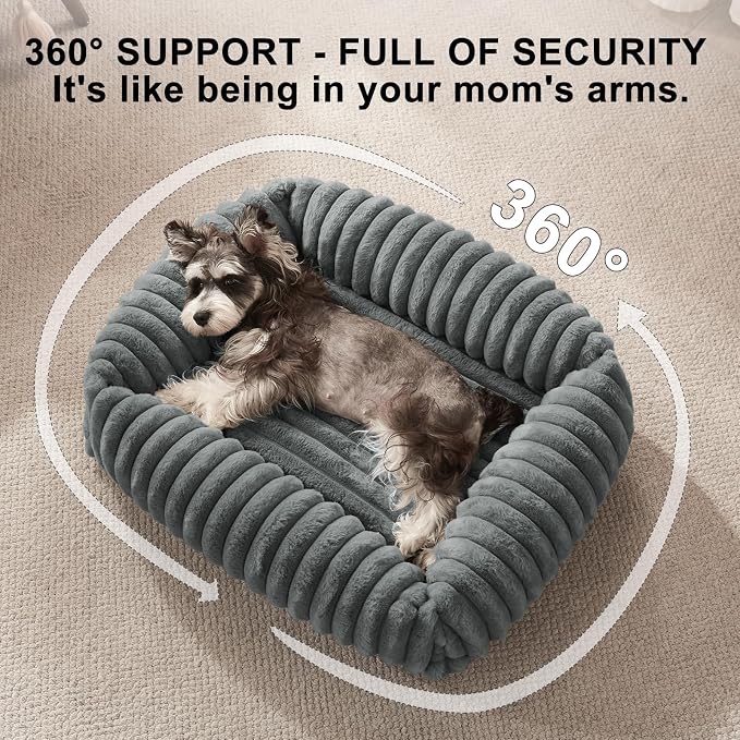 FURTIME Dog Bed for Small Dogs, Cat Beds for Indoor Cats Washable, Orthopedic Rectangle Soft Calming Puppy Bed with Removable Cover, Durable Pet Cuddler with Anti-Slip Bottom, Grey, S (20"x19"x6") - Image 9