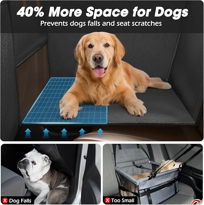FURTIME Large Dog Car Seat, Upgraded PU Leather Back Seat Extender with Hard Bottom, Waterproof Pet Car Seat Cover for Medium Sized Dog, Pet Hammock for Cars, SUVs, Trucks - Image 5