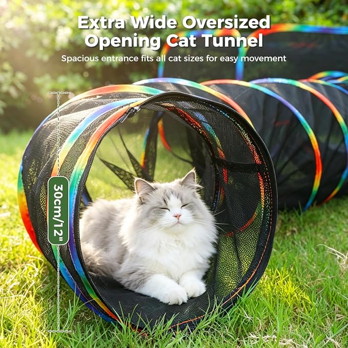 PAWZ Road Outdoor Cat Tunnel Portable Catio 2 in 1 Cat Tent & Play Tunnel | Large Collapsible Cat Enclosure with Breathable Mesh offers Full Visibility; Folds Compact for Travel, Fits Cats & Small Pets - Image 4