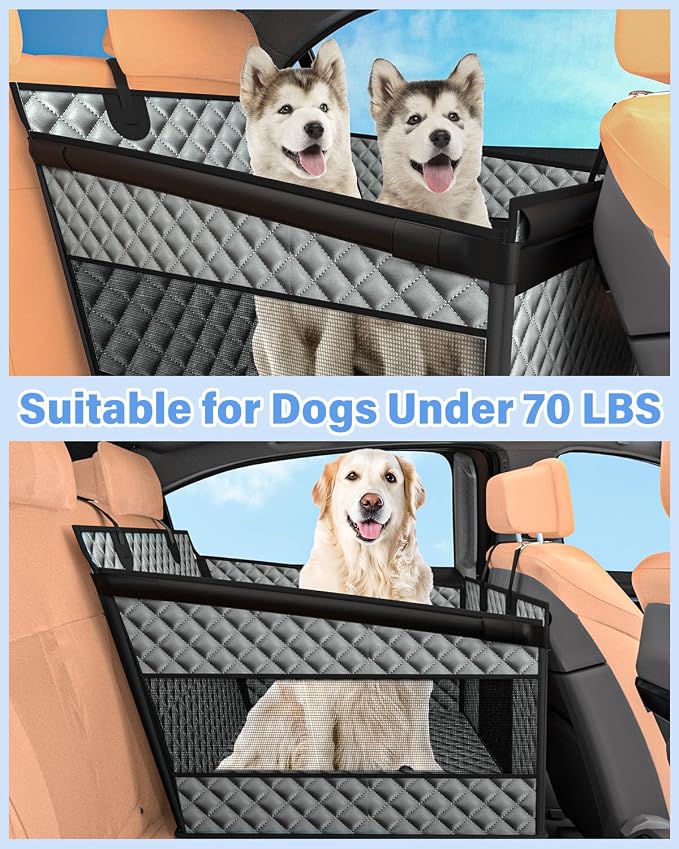 Instraella Dog Car Seat for Large Dogs, Hard Bottom Half Back Seat Extender | For Medium & Large Dogs, Fits Cars, SUVs & Trucks, Waterproof & Non-Slip with Mesh Windows, Leash Slot & Room for a Passenger - Image 8