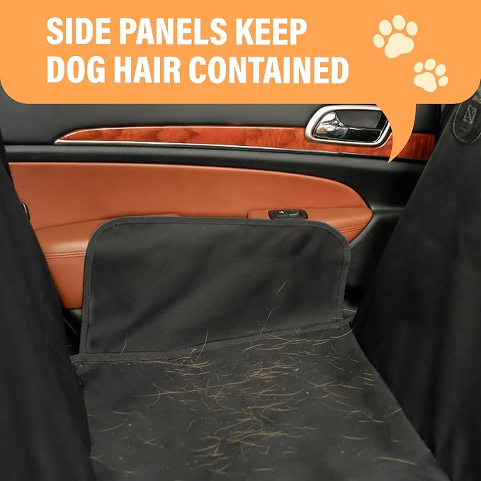Active Pets XL Waterproof Hammock Large Car Seat Cover, Fits SUVs Trucks Big Sedans, Secure Convertible Travel Bed Protects Backseat Cargo from Dog Puppy Pet Water Food Drool Urine, Black Orange Trim - Image 7