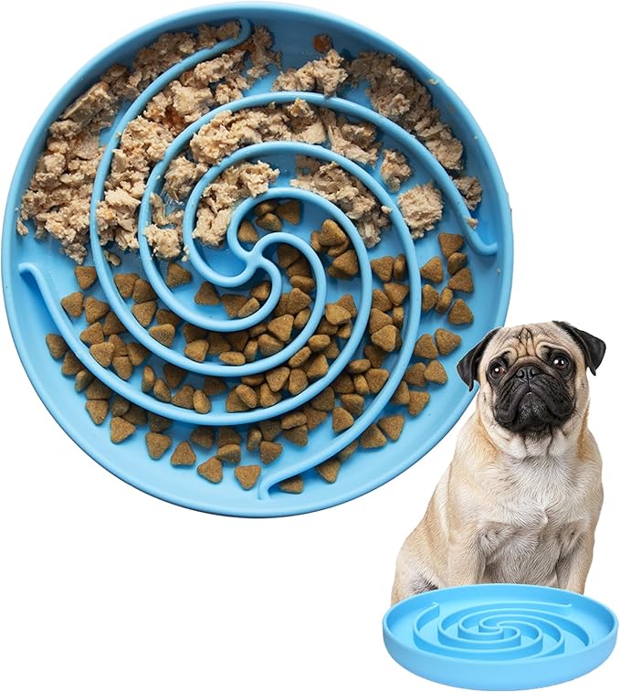 Bifeaw Slow Feeder Dog Bowls, Dishwasher Microwave Safe Silicone Puppy Puzzle Bowl with Non-Slip Design for Eating (Sky Blue) by Bifeaw