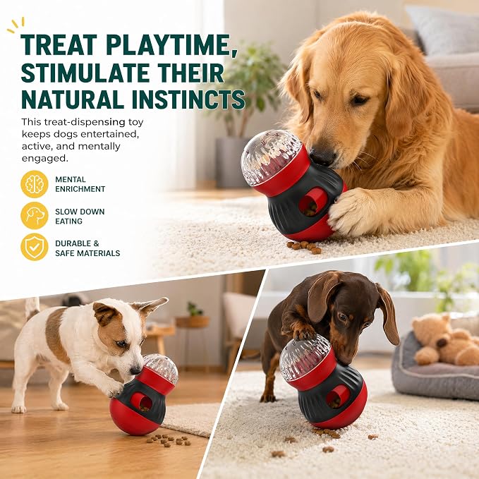 Dog Tumbler Slow Feeder Puzzle Treat Toy for Dogs Cats | Dog tumbler treat feeder stimulates pets' IQ, eases anxiety. Safe durable material works great for both dogs and cats. - Image 4
