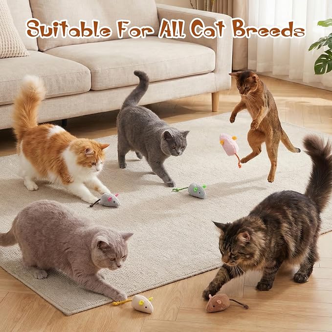 NAHSHON 15PCS Cat Mouse Toys Prefilled Catnip, 2.36” Plush Cat Mice & Animals Toy, Realistic Design Interactive Catnip Cats Toys for Indoor Cats Play Fetch (Assorted Colors) - Image 4