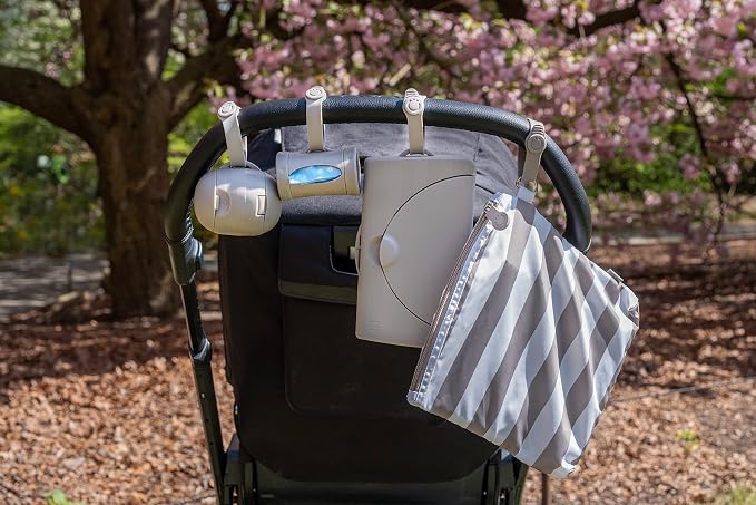 Ubbi Retractable On-the-Go Bag Dispenser for Baby Travel, Diaper Bag Accessory Must Have for Newborns, Helpful Baby Accessory, Taupe (Pack of 5) - Image 3