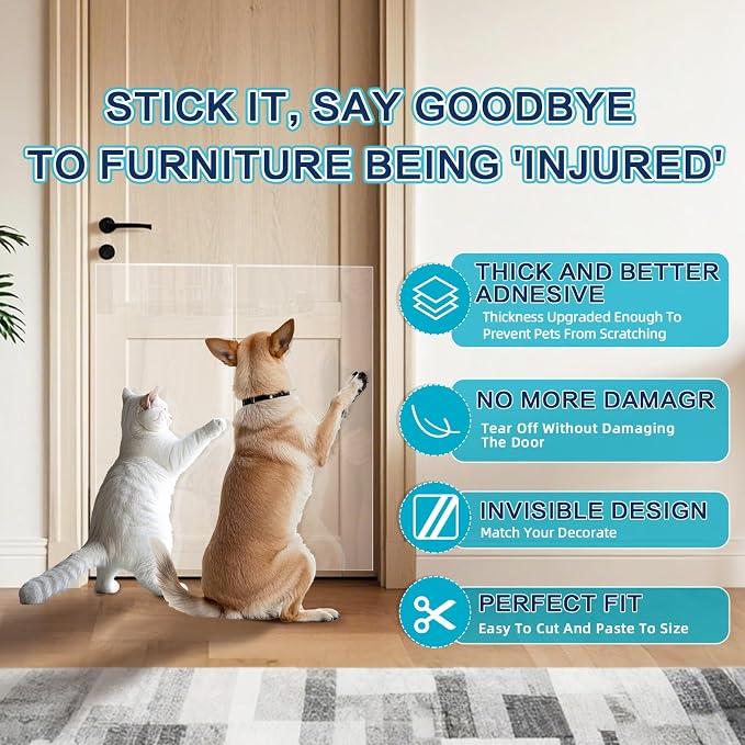 Thicken Vinyl Anti Cat Scratch Furniture Protector，165’’ X 12.4’’ Cat Scratch Deterrent for Furniture, Single Side Couch Protector for Sofa, Couch, Carpet, Door and Chair - Image 4