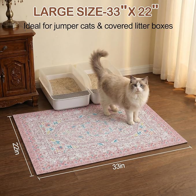 Glittme Cat Litter Mat, 33"x22" Non-Slip Washable Trapping Mat for Cats | Litter Trapping Mat With Thick PVC Coil To Catch Scatter, Soft On Paws And Waterproof Bottom To Protect Floors - Image 6