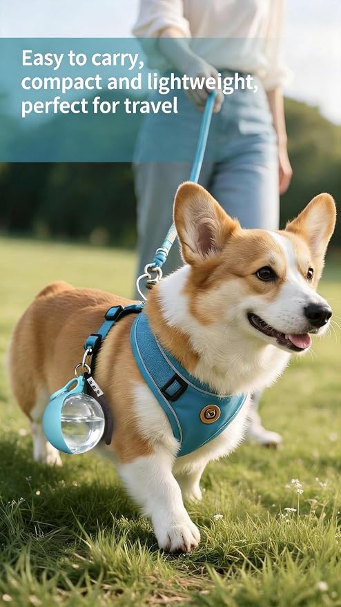 Portable Dog Water Bottle with Collar Clip, 10oz Leak-Proof Travel Pet Water Dispenser with Food-Grade PETG Bowl for Walking, Hiking & Outdoor Activities - Blue - Image 3