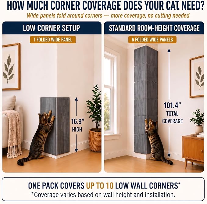 Marsui 12 Pack Cat Scratch Mats for Walls Corners, Self Adhesive, Grey | Fits Couch, Walls, Cat Trees, Shelves and DIY Climbing Areas, Protects Furniture from Claws, Replaceable Scratching Surface - Image 3