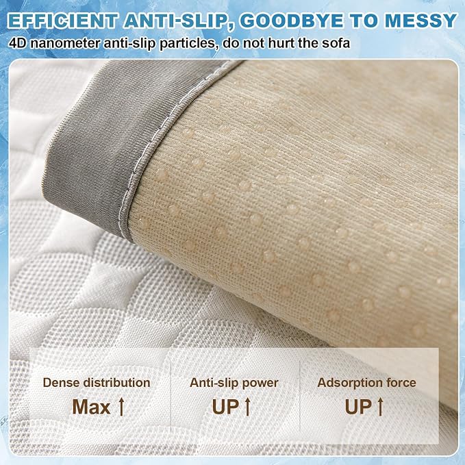 OTOB Cooling Couch Cover for Dogs Washable Non Slip Sofa Protector, 1 Piece | Luxury Cream, 35.4"x70.9", Premium Ice Silk Fabric, Modern Geometric, Soft, 3D Breathable, Pet Friendly Furniture Cover - Image 5