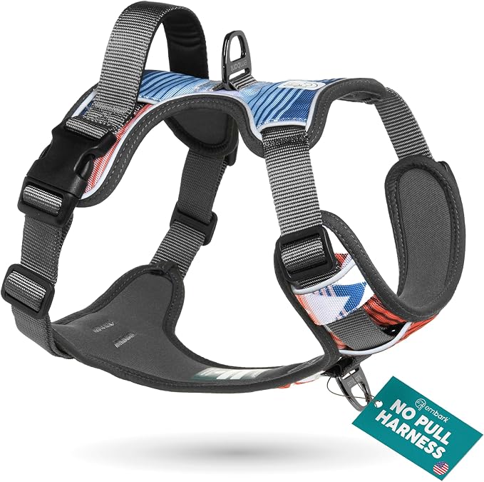Embark No Pull Dog Harness, Reflective Adjustable Training Vest, No Choke | Adjustable straps fit all dog breeds with sturdy hooks; 360° reflective trim, soft padded Harness Design for All Dogs by EmbarkHarnessCo