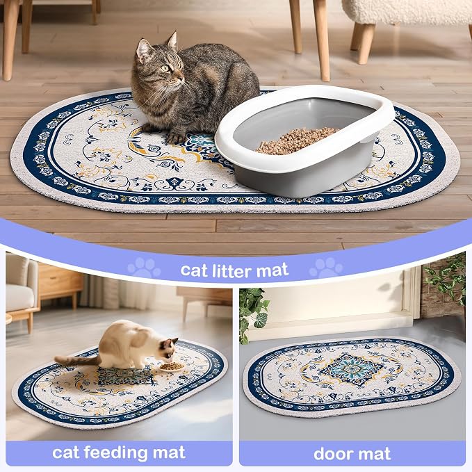 Bienbee Cat Litter Mat, 40" x 30" Dense Trapping Mesh for Litter Boxes | Litter Box Mat with PVC Mesh, Waterproof &Urineproof, Non-Slip Grip, Soft On Kitty Paws and Easy to Clean to Protect Floor - Image 7