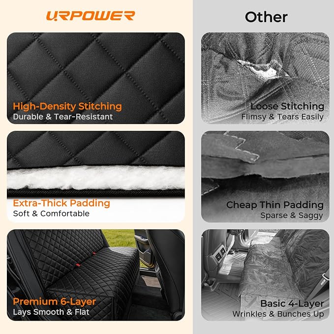 URPOWER Dog Car Seat Cover for Back Seat, Waterproof Car Seat Protector | Non-Slip, Scratch-Resistant, Machine Washable 600D Oxford Fabric Rear Bench Seat Cover for Full-Size SUVs & Pickup Trucks - Image 5