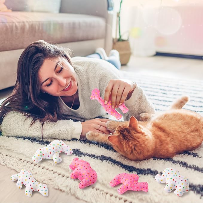 MALLMALL6 6Pcs Frosted Animal Cookie Catnip Crinkle Paper Sound Toys Gift for Cat, Catmint Teething Chew Kick Interactive Toy for Indoor Cats, Soft Candy Pet Presents Supplies for Kitten Lover - Image 6