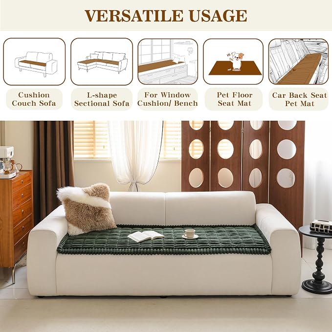 MYSKY HOME Couch Covers for Dogs, Non-Slip Sofa Covers Washable, Moss Green | 27.6" x 59" Pet Couch Covers for Sofa, Love Seat Couch Cover, Dog Couch Cover Protector, Cushion Covers, Soft Sofa Slipcover - Image 4