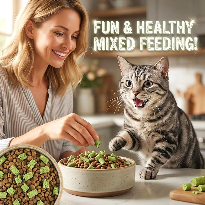 17PK Cat Grass Chew Sticks Freeze-Dried Dental Hairball Kitten Toy - Image 4