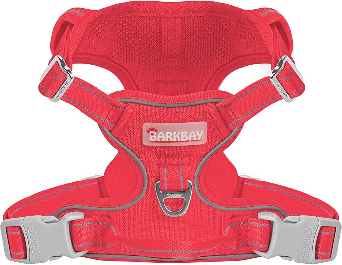 BARKBAY Dog Harness for Medium Sized Dog No Pull Mesh 2 Clips Dog Vest | Control Handle,Comfort,Heavy Duty,Adjustable Reflective,Perfect for Outdoor Training, Walking,Hiking(M,Red Mesh) by BARKBAY