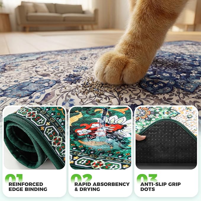 Hompet Cat Litter Mat 2 Pack, 28.5x60 Large Machine Washable Trapping Mats for Cats, Super Absorbent & Urine-Proof Cat Litter Box Mat for Floor, Waterproof & Non Slip Kitty Litter Rug - Image 5