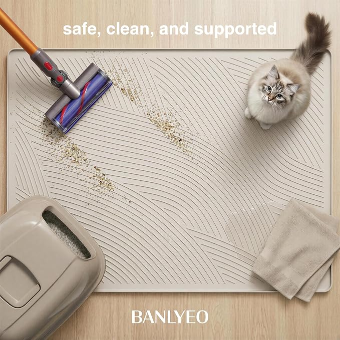 Cat Litter Box Mat - L Large Size 34 x 22 in, Water Proof, Kitty Litter Trapping Mat, Easy to Clean, Scatter Control, Odorless, Pet Supplies for Indoor Cats, Warm Beige - Image 6