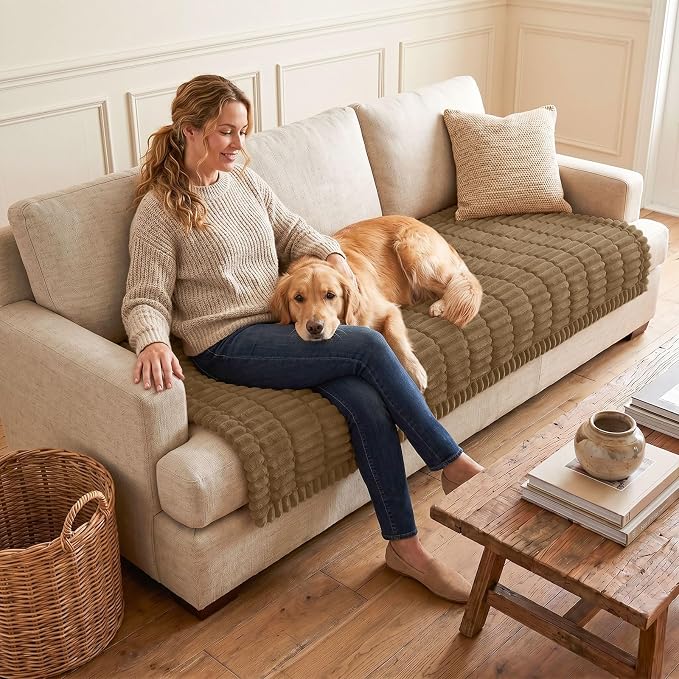 hyha Couch Cover for Dogs, Washable Non Slip Plush Flannel Sofa Protector | Thick Flannel, Anti-Slip Backing, Pet Hair & Scratch Protection, Fits Sofa & Loveseat (43" x 82.7") - Image 2