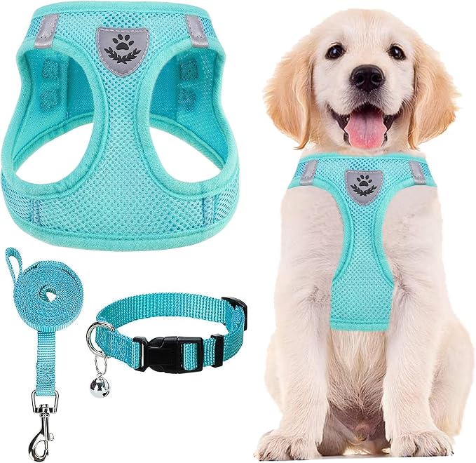 PUPTECK Dog Harness, Collar and Leash Set No Pull for Small Medium Sized | Soft Mesh Puppy Step-in Escape Proof Reflective No Choke Pet Cat Adjustable Walking Vest by PUPTECK