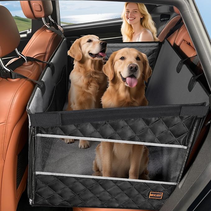 MIXJOY XL Dog Car Seat for Large Medium Dogs, Back Seat Extender for Pets, Waterproof Pet Carseat for Medium Sized Dog, Hammock for Pet, with Storage Pocket for Cars/SUV/Truck(XL) by MIXJOY