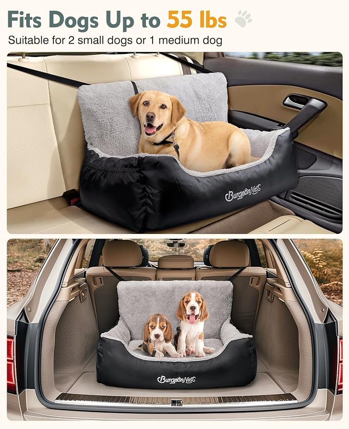 BurgeonNest Dog Car Seat for Small Dogs & Cats Under 55 lbs,Black - Image 3
