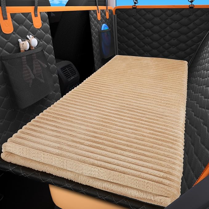 FURTIME Backseat Pet Bed Mat, Non-Slip Washable Dog Bed for Car Back Seat | Travel Pet Mat with Removable Cover, Dog Seat Covers Protector Fit for Backseat Extenders and Trucks SUVs, 54"x 24.8", Brown - Image 9
