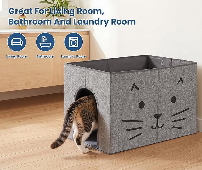 Dog Proof Cat Litter Box Enclosure, Gray | Side Arched Entrance, High-Sided, Waterproof, Cat Box Enclosure Splash Guard, Reduces Litter Scatter & Urine Spray - Image 7