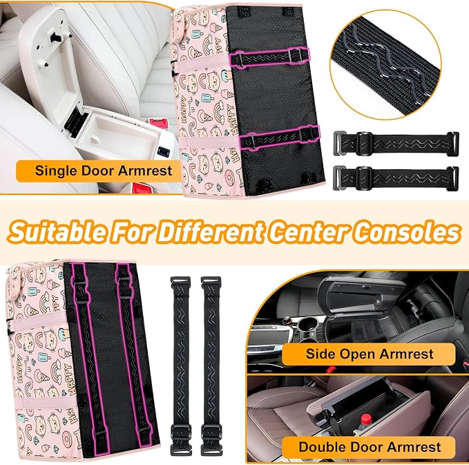 Console Dog Car Seat for Small Dogs, Foldable Booster Seat, Pink Kitten | Portable Booster Seat Sits On Car Console/ Armrest. Foldable for Easy Storage. for Center Console, Easy To Clean. - Image 4