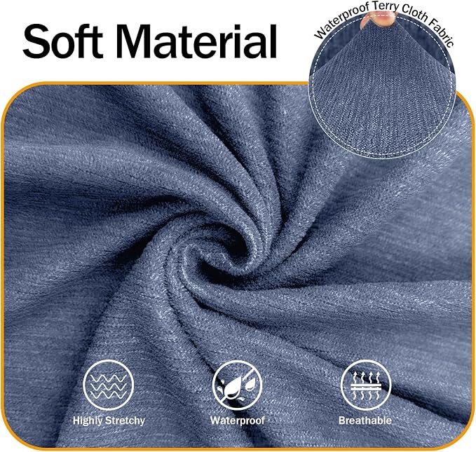 Waterproof Stretch Spandex Loveseat Couch Cover - Non-Slip Soft Sofa Slipcover with Elastic Bottom, Washable Leakproof Furniture Protector for Kids, Pets, Dogs & Cats (Loveseat, Blue Gray) - Image 5
