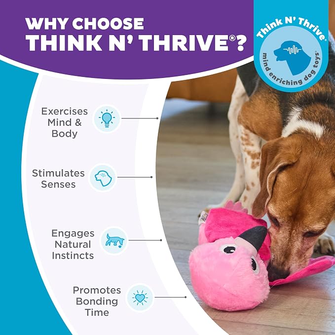 Outward Hound by Nina Ottosson Hide-Ablez Plush Dog Puzzle with Treat Ball, Flamingo, Pink - Image 6