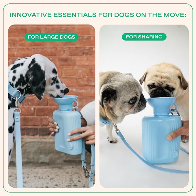 Springland 44oz Classic Portable Dog Water Bottle with Built-in Bowl, Blue | Leak-proof, BPA-free, one-hand squeeze, for travel & hiking, fits car cup holders, great dog gift, as seen on Shark Tank - Image 6