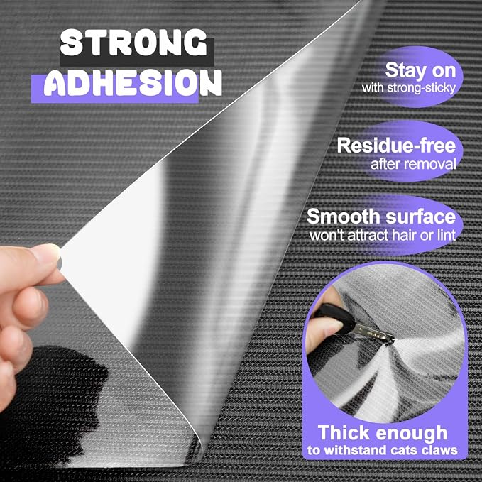 JINVOGREEN Cat Scratch Furniture Protector, 196.8 x 11.8 in | Thickened Transparent Self-Adhesive Couch Protector Designed to Help Shield Furniture from Cat Claws and Scratching - Image 3
