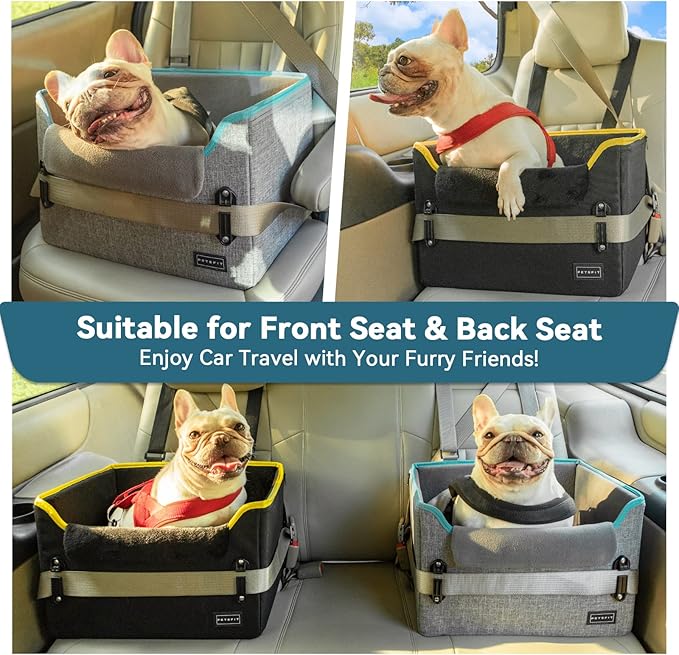 PETSFIT Small Dog Car Seat – Patented Safety Buckles – Safety Tether – Foldable Travel Dog Booster Car Seat Reduces Anxiety & Road Trips – Stable Frame, Soft Cushion, Fits Front/Back Seat - Image 2